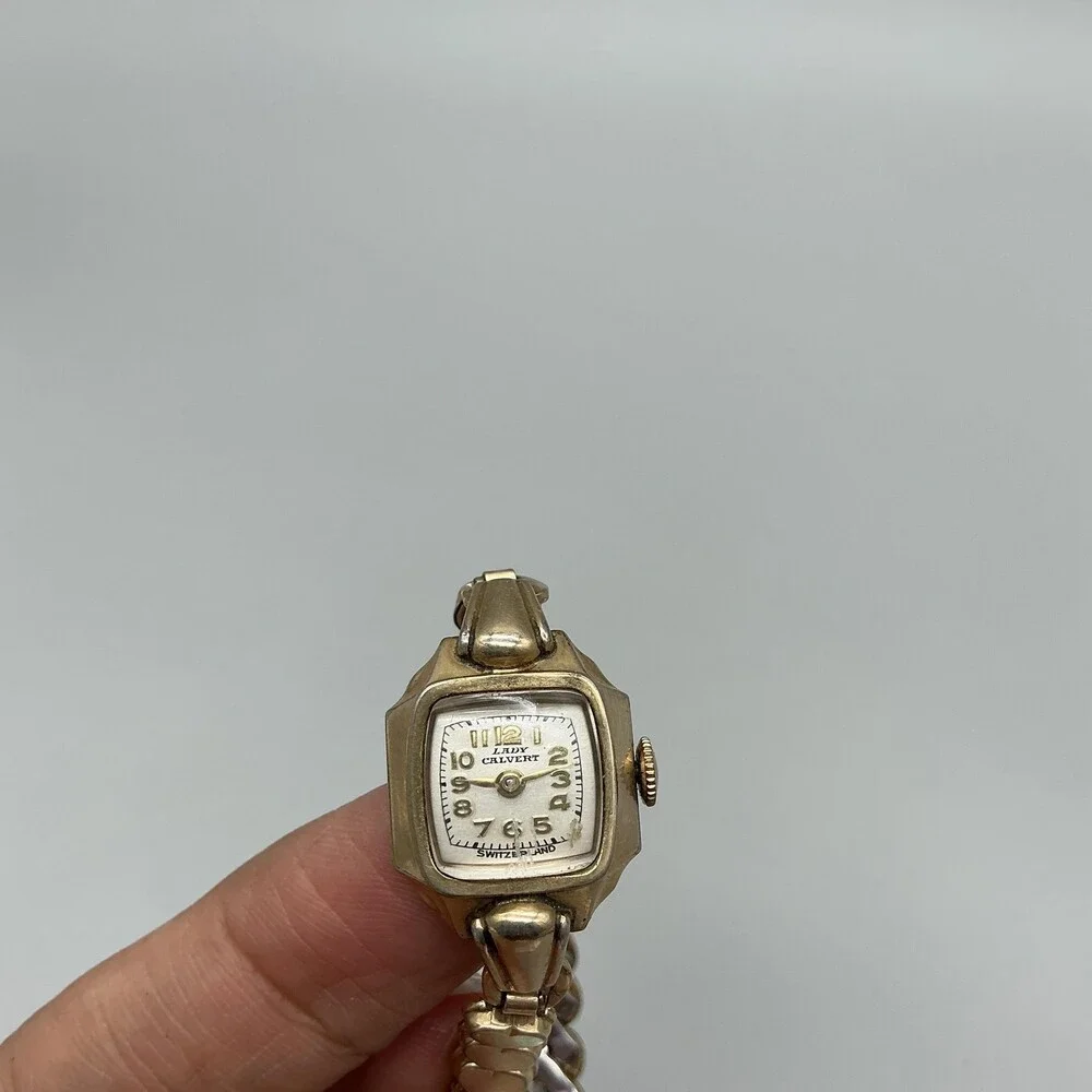 Vintage Calvert Lady Calvert Womens Watch 17mm 10K RGP Swiss Manual Wind